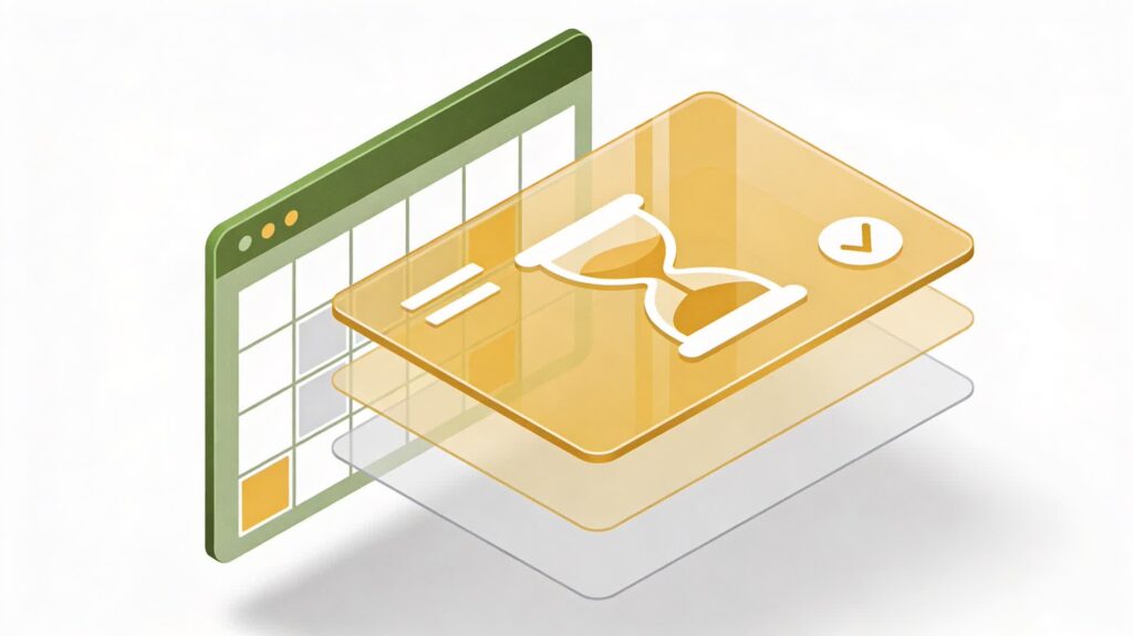 Lupa de inspección analizando la vulnerabilidad de un registro horario en Excel.