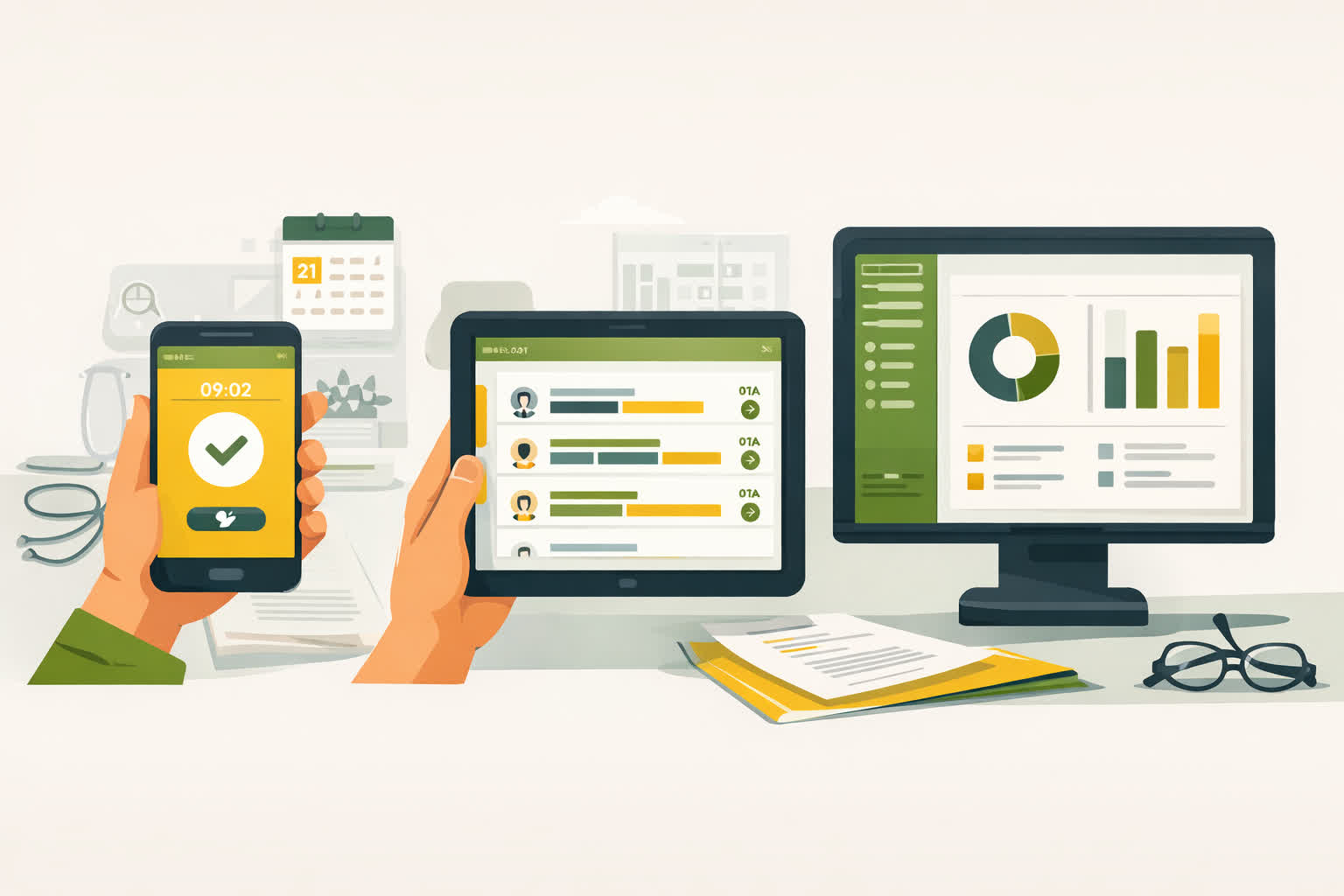 Funcionamiento de app de fichaje digital para clínicas y despachos