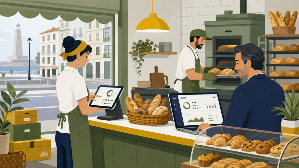 App de fichaje para panadería en A Coruña con tablet y control horario digital
