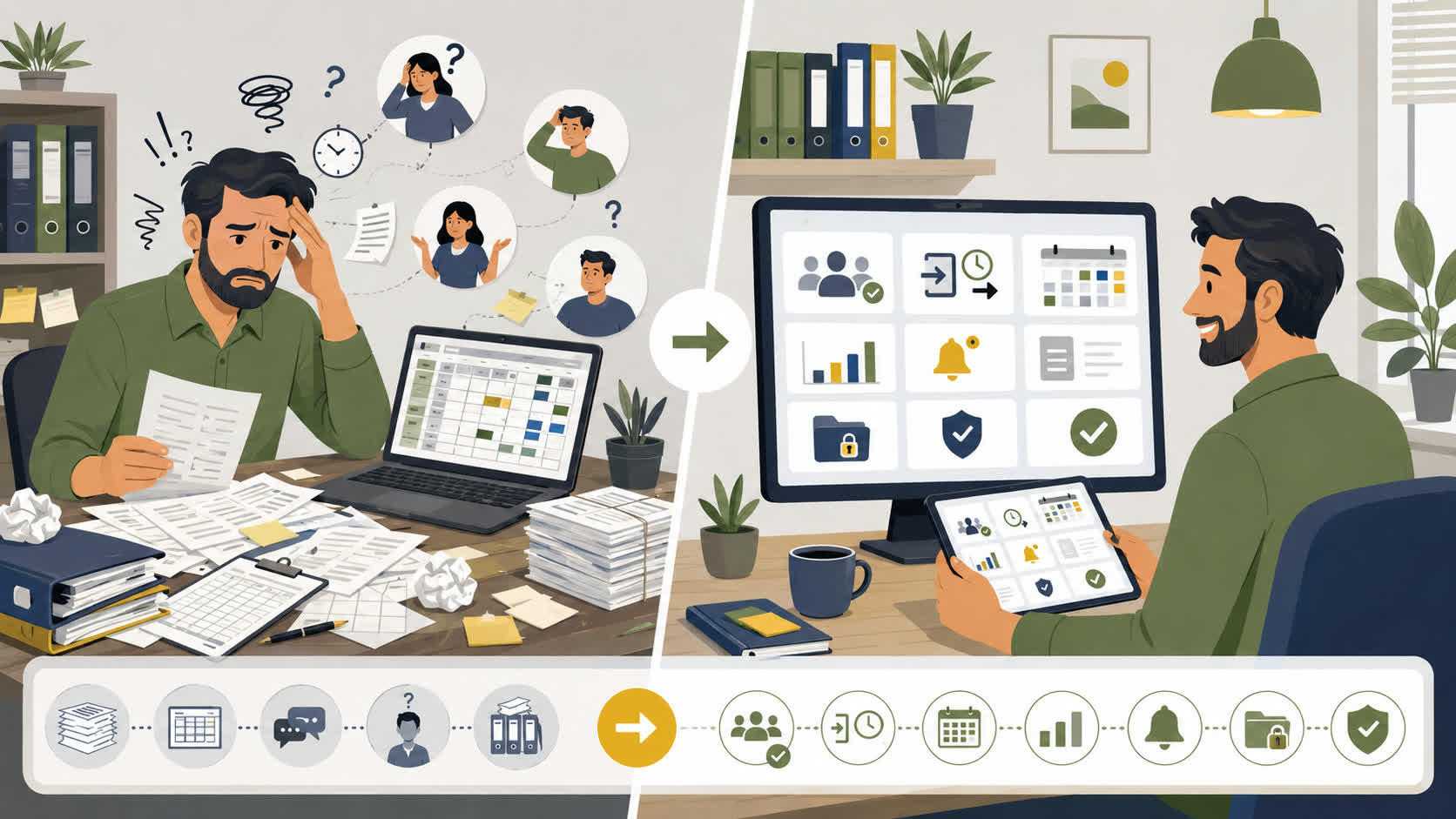 Comparativa entre fichaje manual y app de fichaje digital para empresas