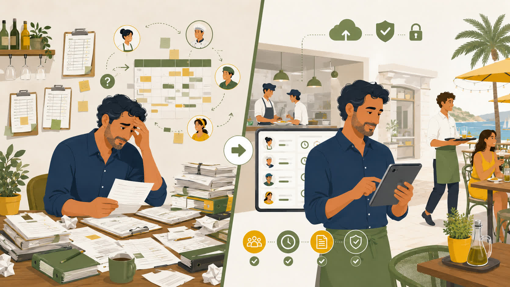 Comparativa entre fichaje manual y fichaje digital en restaurantes de Mallorca