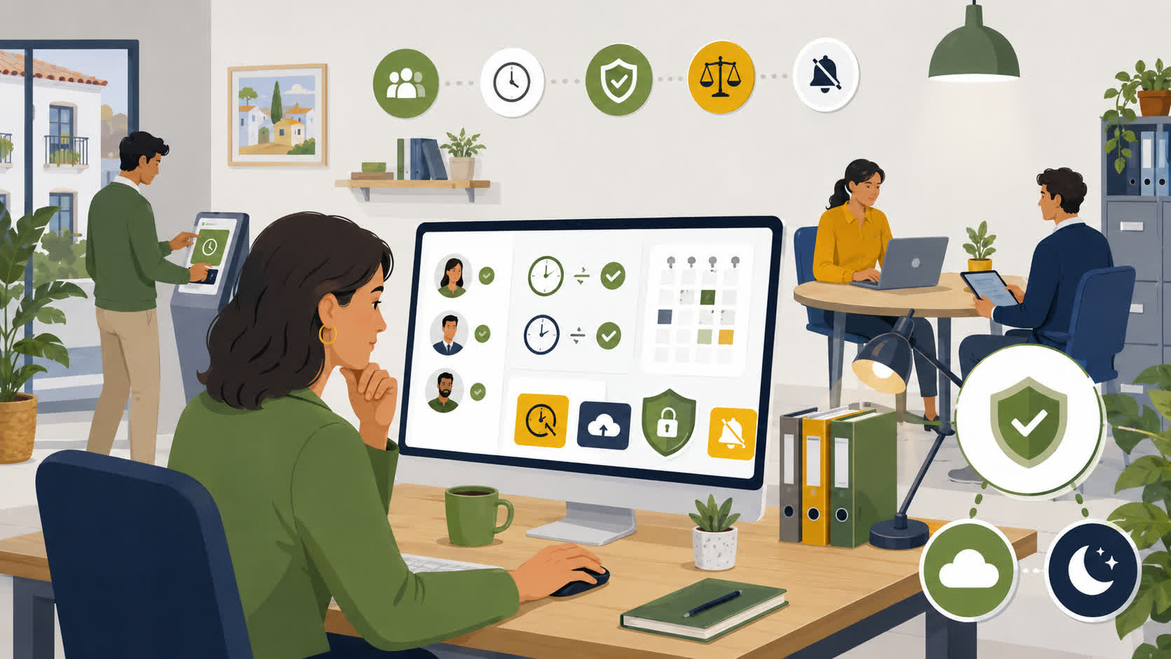 Empresa revisando el registro horario digital y la desconexión laboral