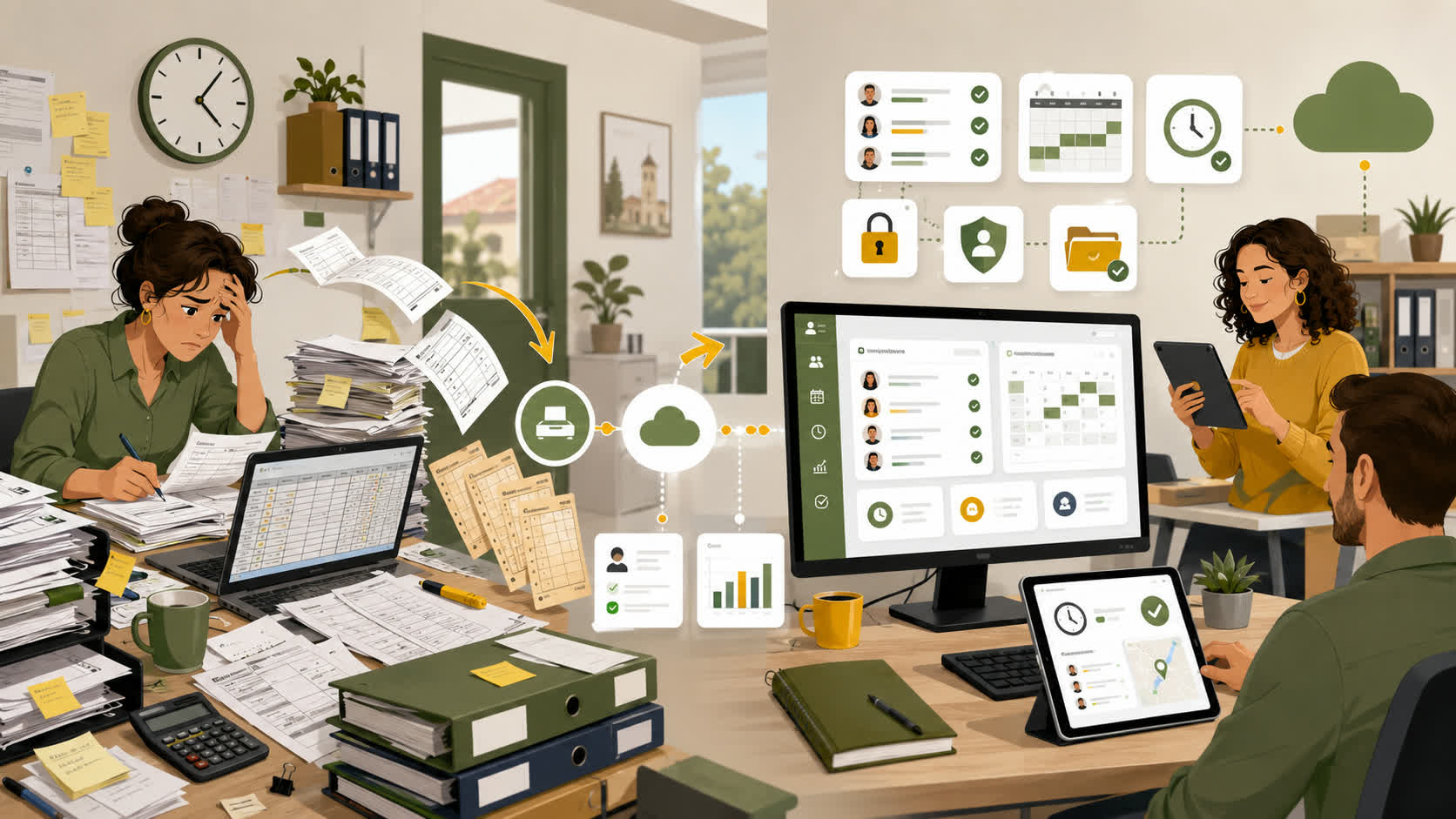 Comparativa entre fichaje manual y sistema de fichaje digital para empresas